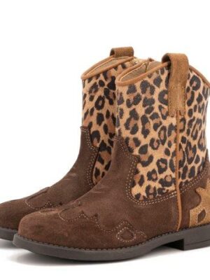 Clic! Westernlaars cognac met leopard details