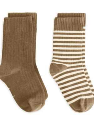 Gray Label Ribbed Socks 2-pack // Woody - Cream