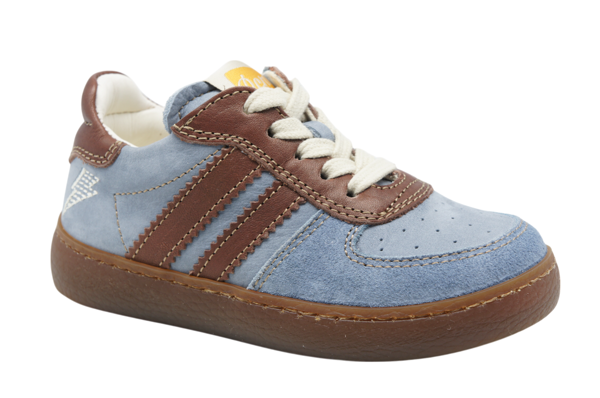 Ocra sneaker // jeansblauw met bruine details