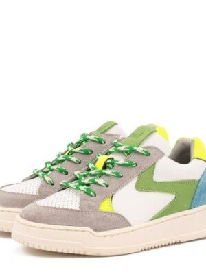 Clic! Sneaker wit met groen en neongeel