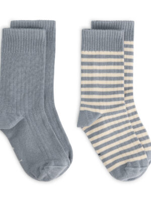 Gray Label Ribbed Socks 2-pack // Stone Grey - Cream