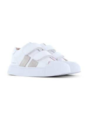 Shoesme witte sneaker met grijze stripings