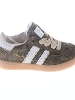 Pinocchio sneaker - olijfgroen met witte strepen