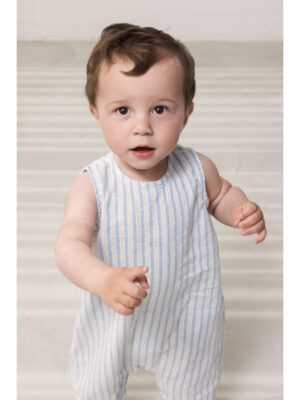 MarMar Copenhagen Linnen Body Romper // Surf Blue Stripe