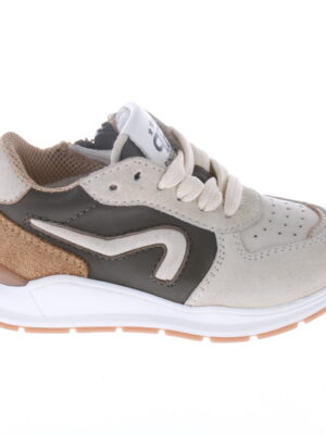 Pinocchio sneaker - beige met olijfgroen