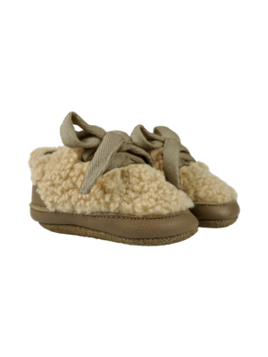 Donsje Baby Footwear // Rije Sneakers | Beige Curly Faux Fur