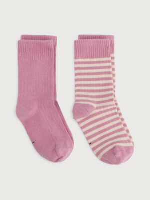 Gray Label Ribbed Socks 2-pack // Bubblegum - Cream