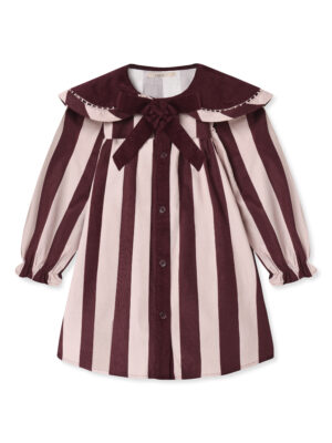 Fliink Dolly Stripe Dress // Chalk Pink - Burgundy