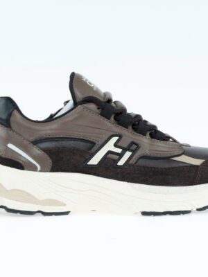 HIP sneaker // donkerbruin met taupe en wit