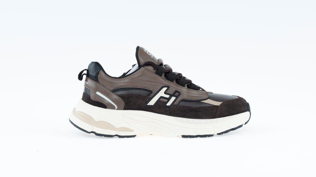 HIP sneaker // donkerbruin met taupe en wit