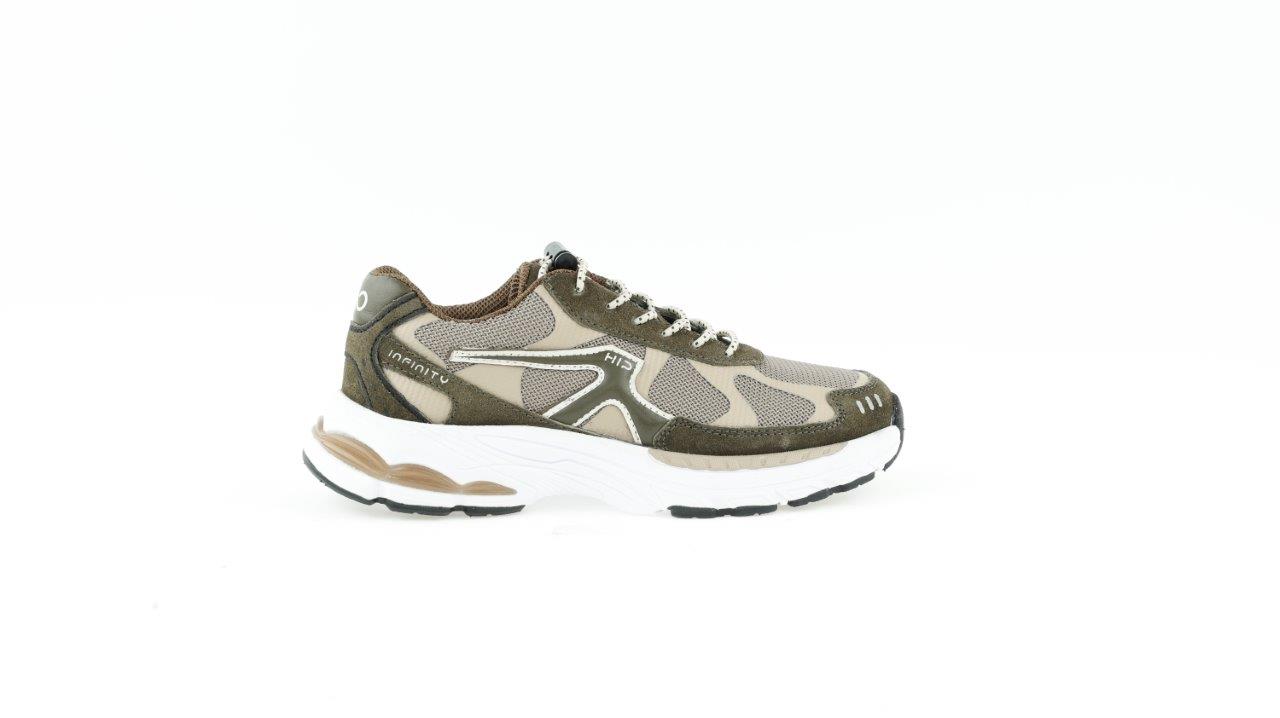 HIP sneaker // olijfgroen met taupe en wit